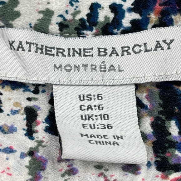 Katherine Barclay‎ Dress 6 Montreal Black Multicolor Print Shirt Shift Pockets - Picture 7 of 9